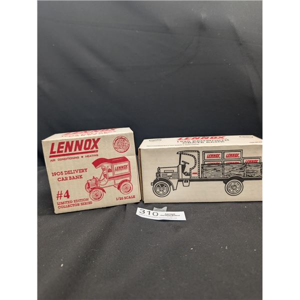 2-1:25 Scale Diecast Trucks in Original Boxes 1925 Kenworth & 1905 Delivery Car Bank