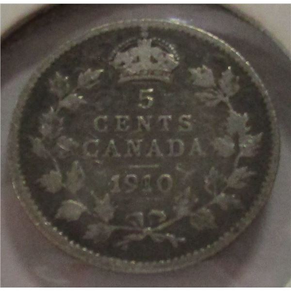 1910 CANADA KING EDWARD VII SILVER FIVE CENT