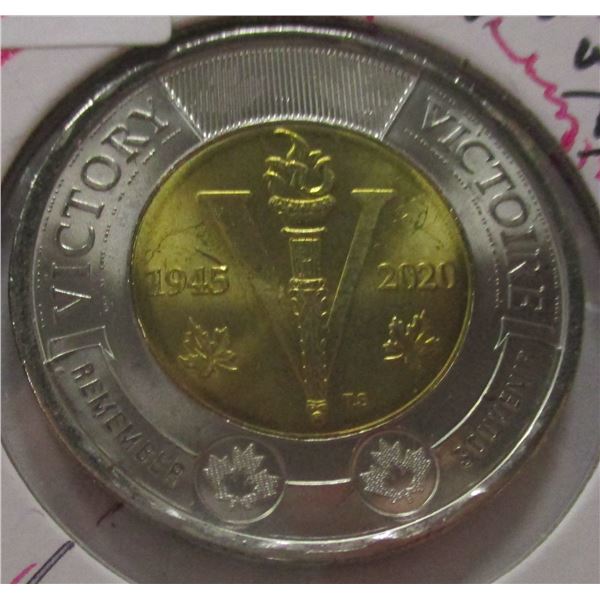 2020 - 75TH ANNIVERSARY END OF WORLD WAR II CANADA $2 COIN