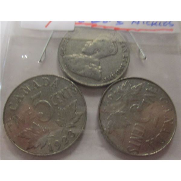 1922, 1923 & 1924 CANADA KING GEORGE V NICKELS