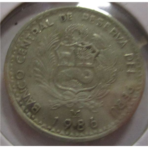 1986 BANK OF PERU SILVER COIN