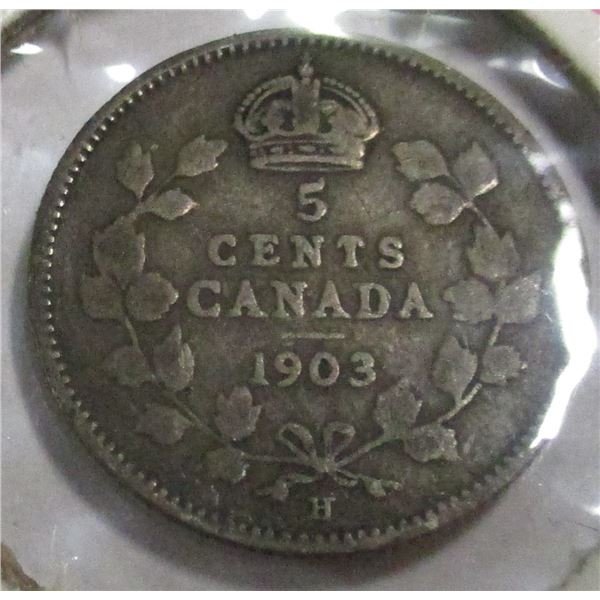 1903H CANADA KING EDWARD VII SILVER FIVE CENT