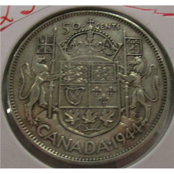 1944 CANADA KING GEORGE V SILVER HALF DOLLAR