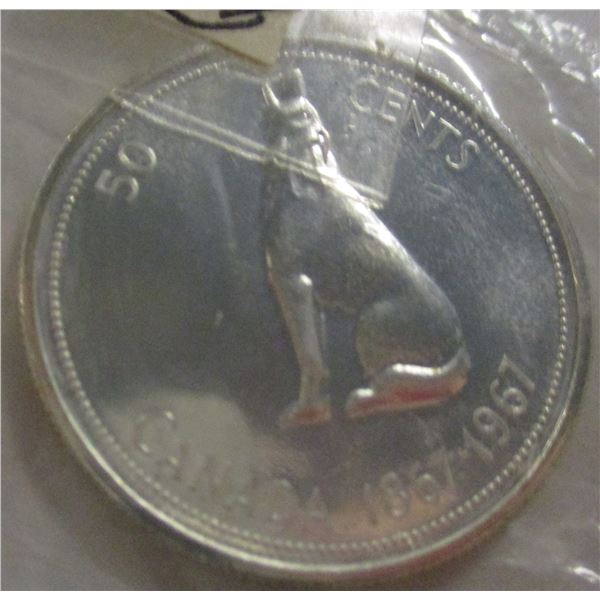 1967 PROOF MINT SEALED CANADA WOLF SILVER HALF DOLLAR