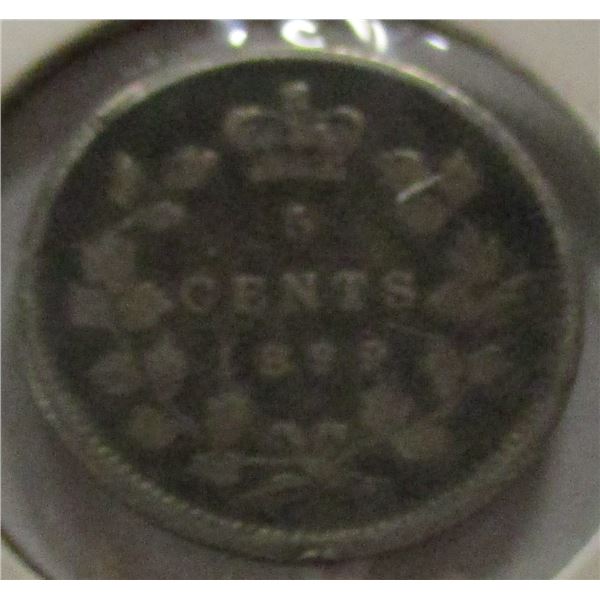 1899 CANADA VICTORIAN SILVER FIVE CENT