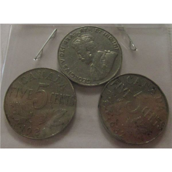 1930, 1931 & 1932 CANADA KING GEORGE V NICKELS