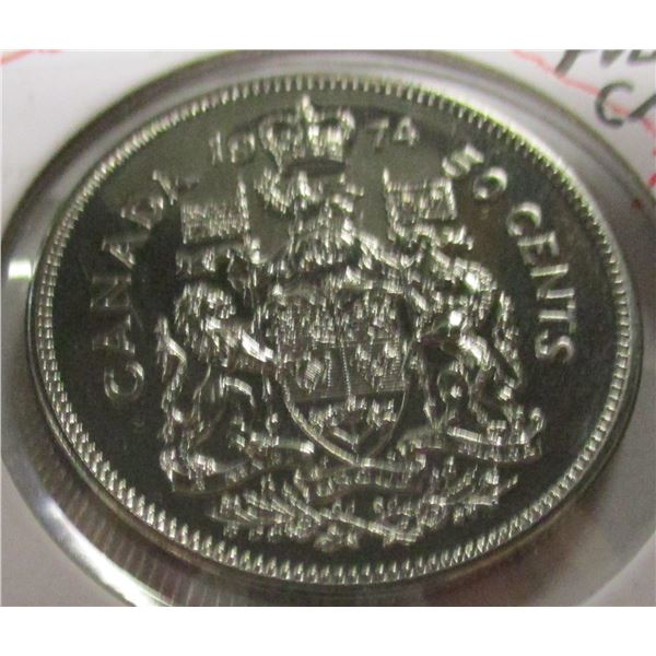 1974 PROOF CAMEO CANADA HALF DOLLAR