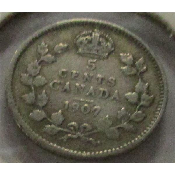 1907 CANADA KING EDWARD VII SILVER FIVE CENT