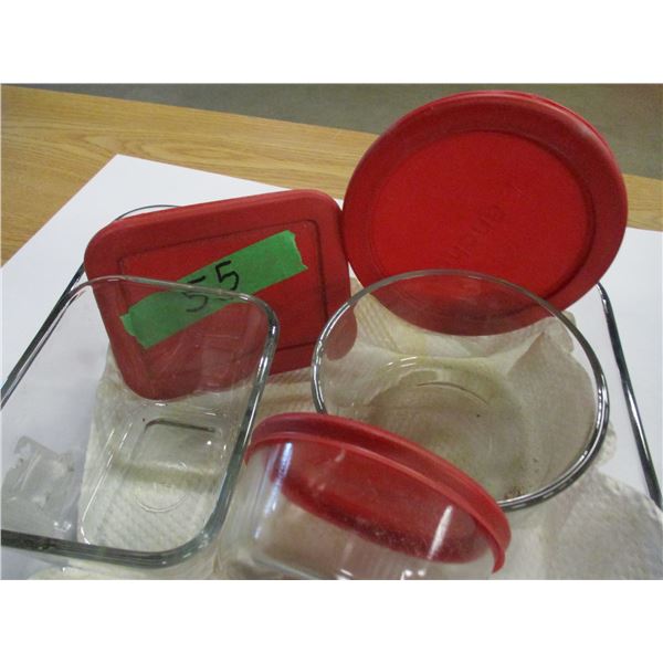 6 PIECE ANCHOR HOCKING GLASS SET WITH LIDS