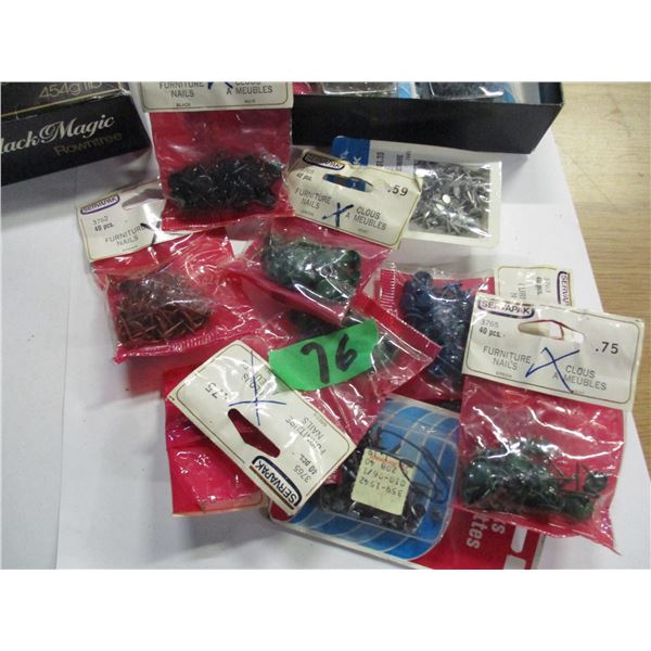 ESTATE:  BOX C/W UPHOLSTERY TACKS