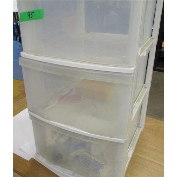 3 DRAWER STORAGE BIN & CONTENTS