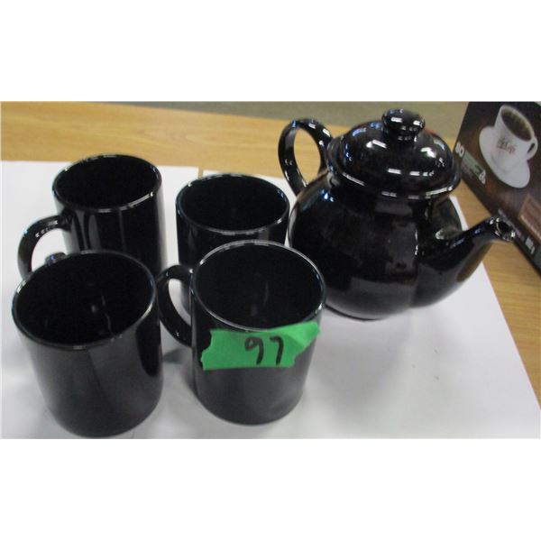 TEAPOT & 4 TEACUPS