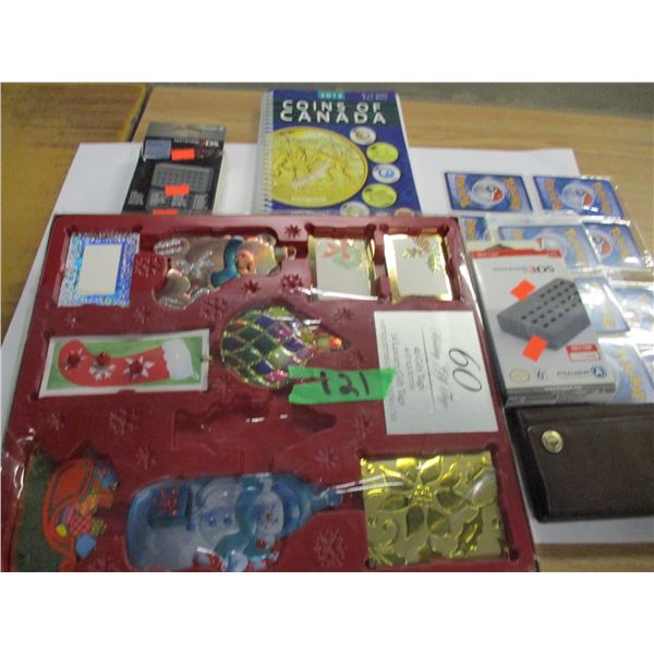 FLAT C/W GIFT TAGS, COIN BOOK, ETC