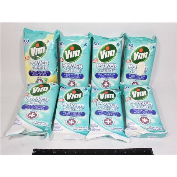 LOT OF 8 VIM DISINFECTANT WIPES *TWO OPEN
