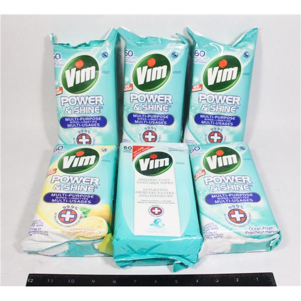 LOT OF 6 VIM DISINFECTANT WIPES