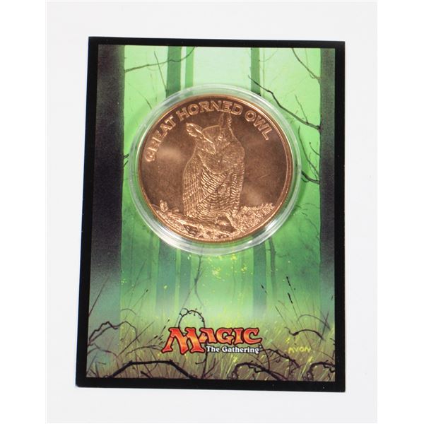 1 OZ GREAT HORNED OWL COPPER ROUND