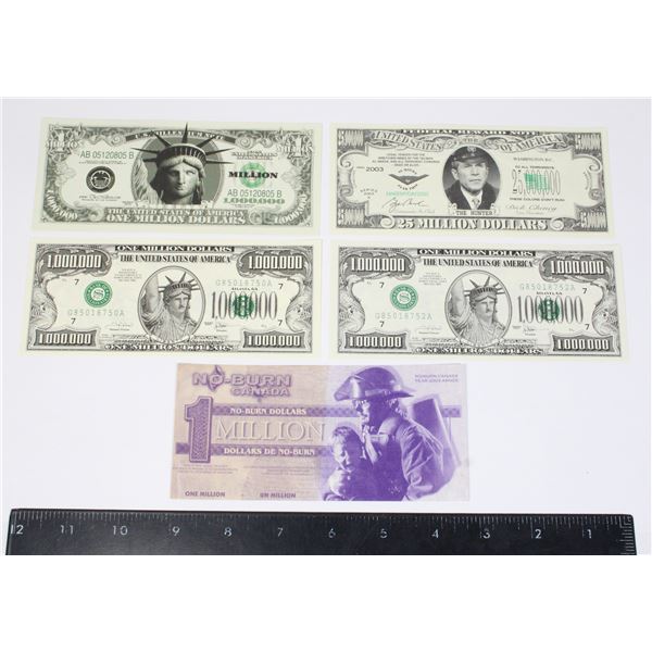 LOT OF 5 NOVELTY BILLS