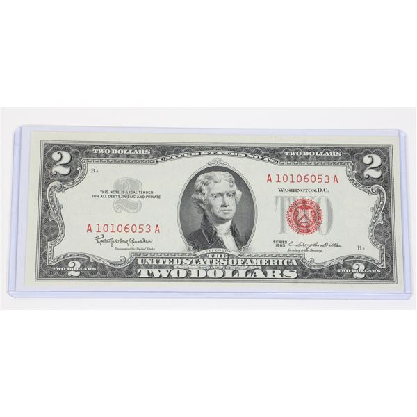 UNCIRCULATED 1963 AMERICAN $2 BILL