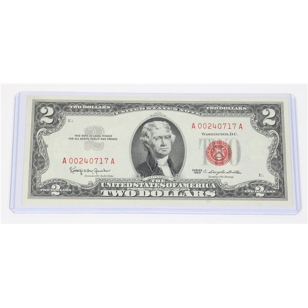 UNCIRCULATED 1963 AMERICAN $2 BILL
