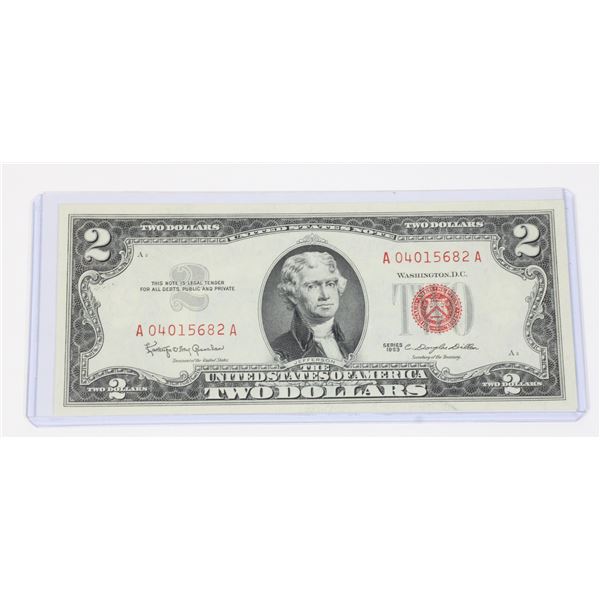 UNCIRCULATED 1963 AMERICAN $2 BILL
