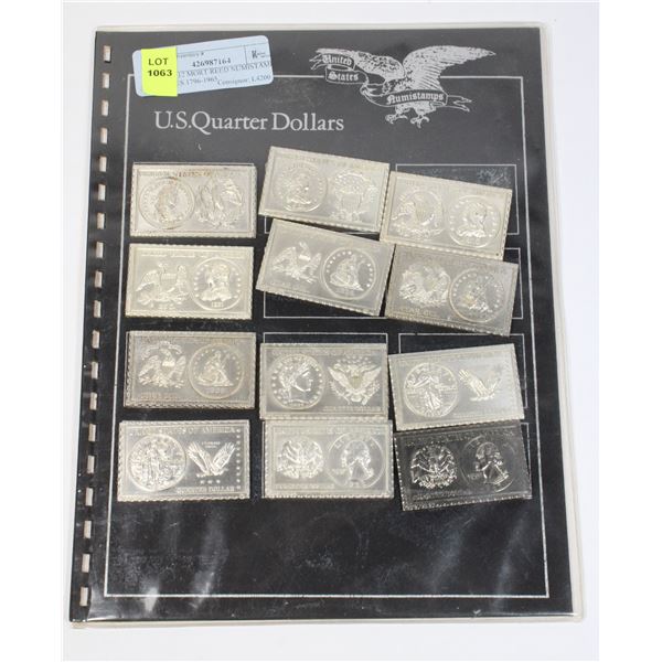LOT OF 12 MORT REED NUMISTAMP PLAQUES 1796-1965