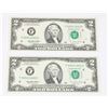 Image 1 : LOT OF 2 UNCIRCULATED 1995 AMERICAN $2 BILLS