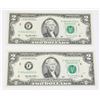 Image 1 : LOT OF 2 UNCIRCULATED 1995 AMERICAN $2 BILLS