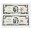 Image 1 : 2 UNCIRCULATED SEQUENTIAL 1963 SERIES A AMERICAN $2 BILLS