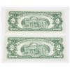 Image 2 : 2 UNCIRCULATED SEQUENTIAL 1963 SERIES A AMERICAN $2 BILLS