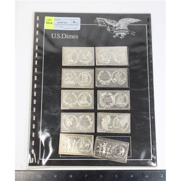 LOT OF 10 MORT REED NUMISTAMP PLAQUES 1797-1965