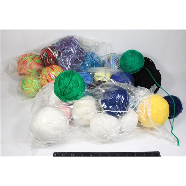 BOX OF YARN/KNITTING MATERIALS