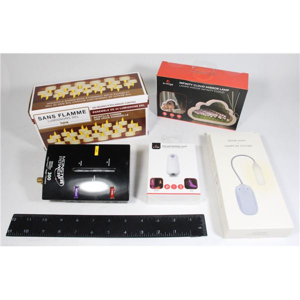 BUNDLE OF ELECTRONICS INCL. LED ROOM LIGHT