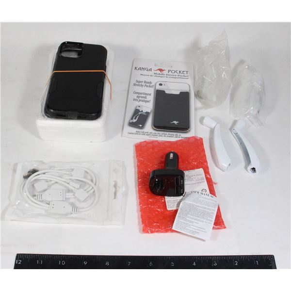 MINI PLASTIC TOTE WITH PHONE ACCESSORIES