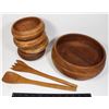 Image 1 : WOOD BOWL SET WITH UTENSILS