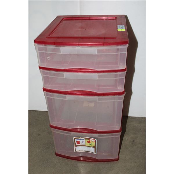 RED PLASTIC STORAGE SOLUTION (DRAWERS)
