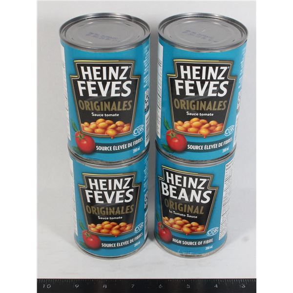FOUR CANS OF HEINZ BEANS 398ML EACH