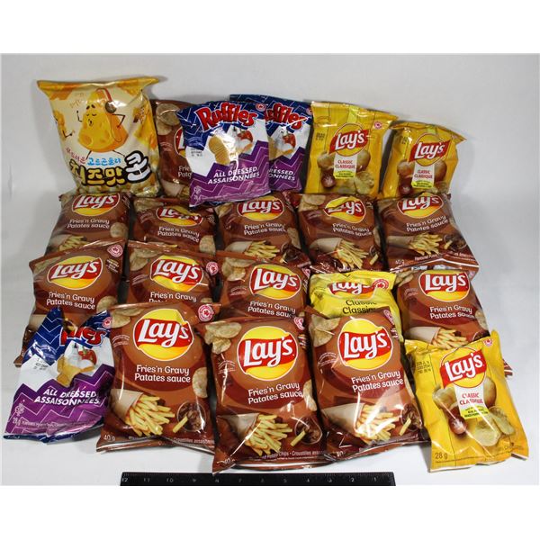 BOX OF MINI LAYS AND MORE CHIPS ASSORTED