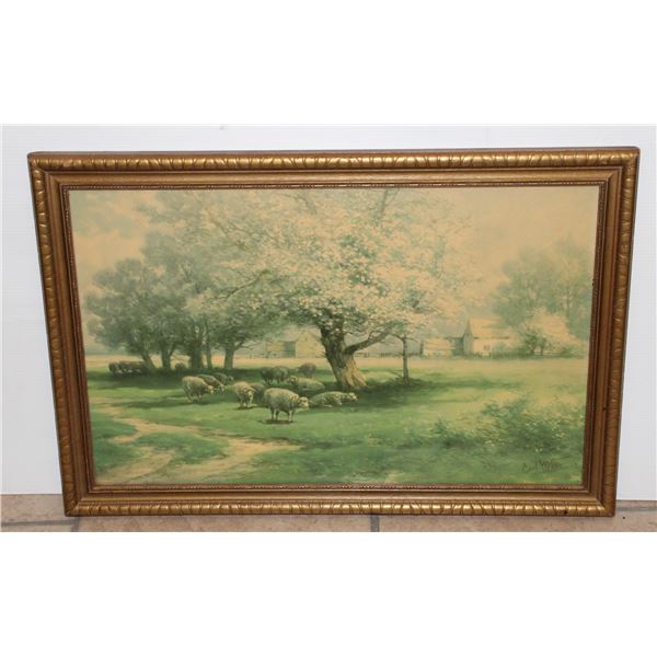 LANDSCAPE WITH SHEEP FRAMED 25'X17'
