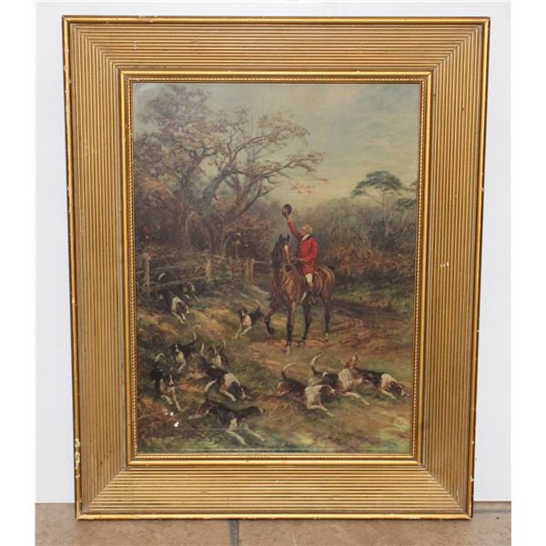 FRAMED PRINT "HOUNDS ON THE SCENT"  HEYWOOD HARDY