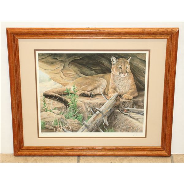 FRAMED PRINT"FAVOURED SPOT-COUGER BY HERBERT PIKL