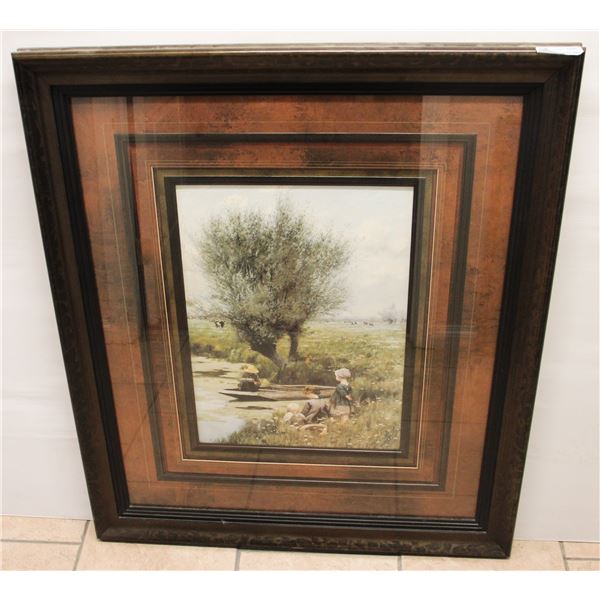 FRAMED PRINT"BY THE RIVERSIDE" BY EMILE CLAUS
