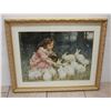 Image 1 : FRAMED AND MATTED REPLICA GIRL WITH BUNNIES ART