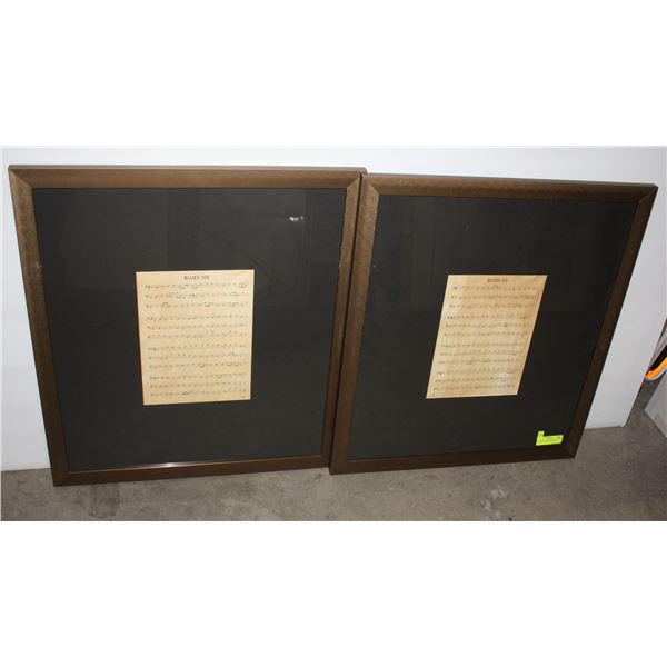 LOT OF 2 MUSIC SHEETS FRAMED
