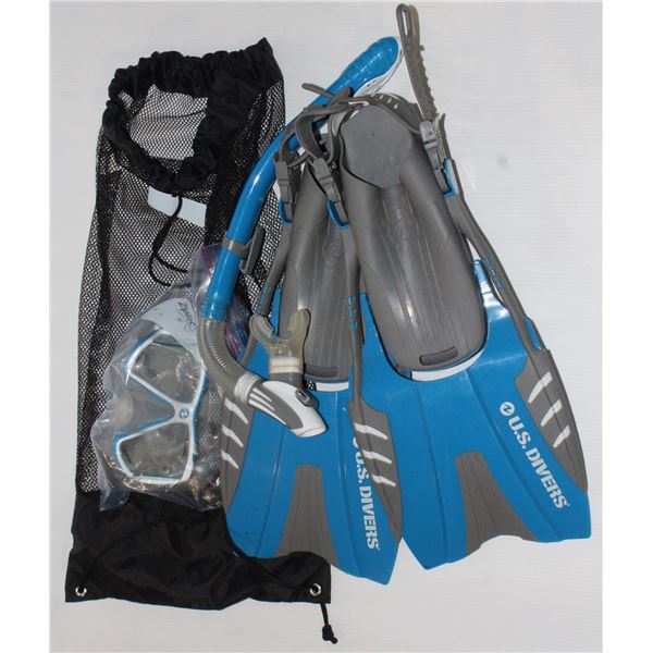 SCUBA DIVING U.S. DIVERS PADDLES GOGGLES  WITH BAG
