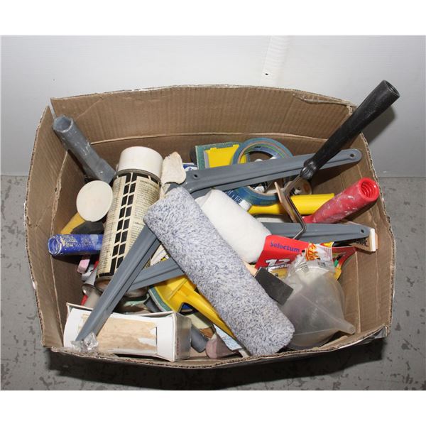 BOX OF USED DIY PAINTING SUPPLIES + MORE