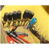 Image 1 : WOODEN BOX WITH VINTAGE TOOLS ELECTRICAL MORE