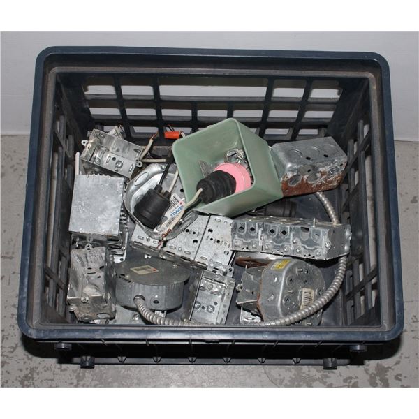ASSORTED METAL ELECTRICAL BOXES AND MISC