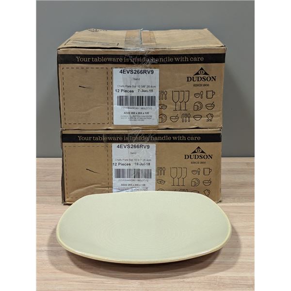 10-3/8" Evo Sand Chefs Square Plates (26.4cm), Dudson 4EVS266RV9 - Lot of 24 (2 Cases)