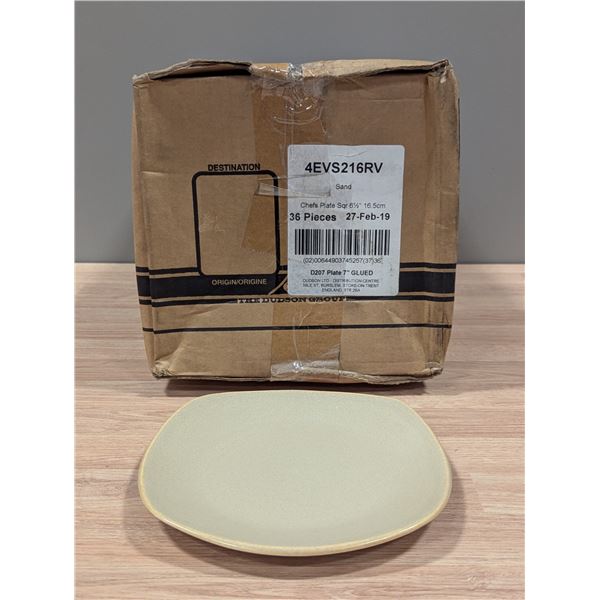 6-1/2" Evo Sand Chefs Square Plates (16.5cm), Dudson 4EVS216RV - Lot of 36 (1 Case)