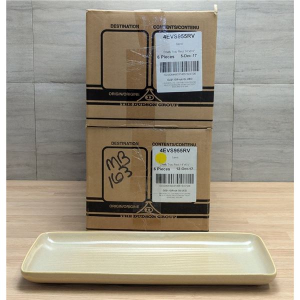 14" x 6.5" Evo Sand Rectangular Trays (35.6cm x 16.5cm), Dudson 4EVS955RV - Lot of 12 (2 Cases)